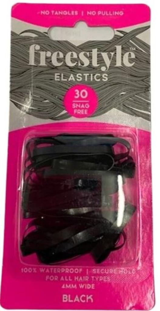 Freestyle Snag Free Elastics 4mm - Black 30 Pce
