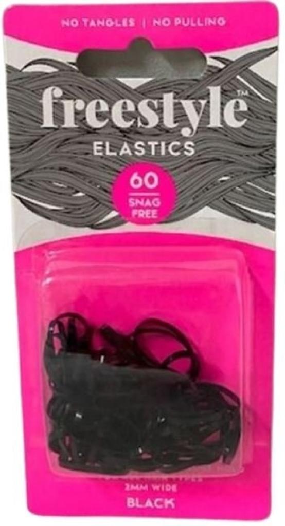 Freestyle Snag Free Elastics 2mm - Black 60 Pce