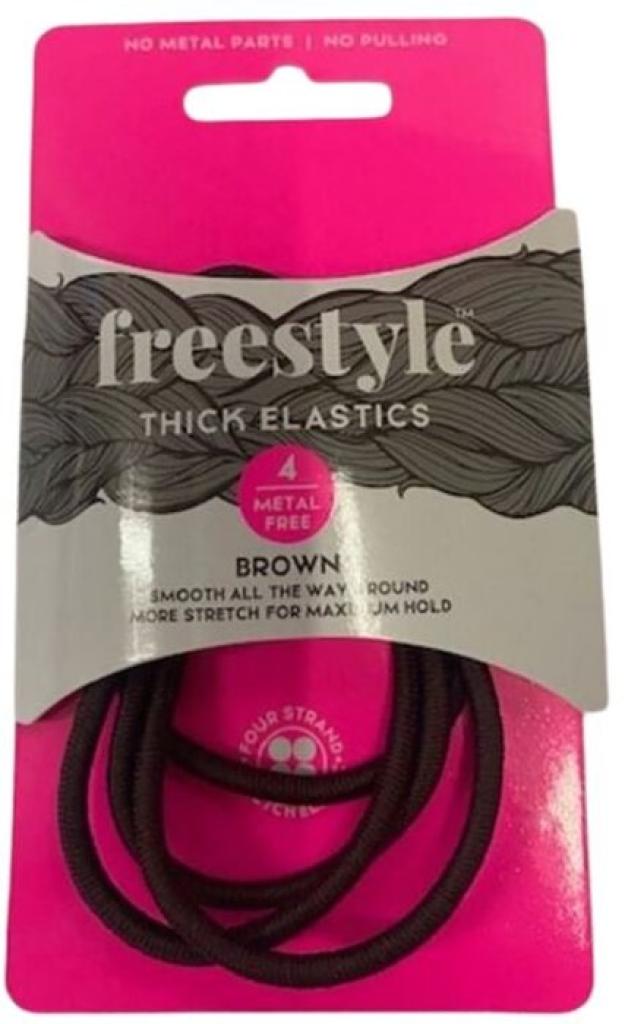 Freestyle Thick Elastics Metal Free - Brown 4 Pkt