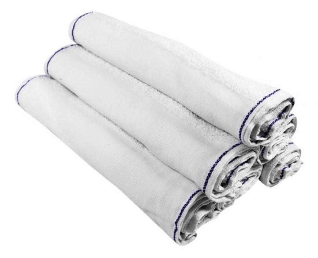 Barber Towels White with Blue Stripe 10Pkt